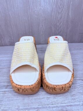 NWOT yoki kimber cork wedge platform sandals shoes slides size 7.5